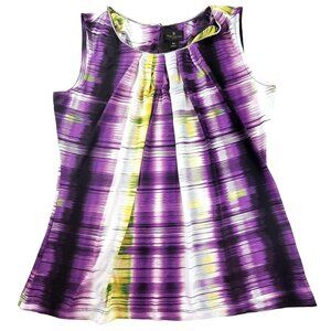 Worthington Womens Knit Dressy Top Purple White Yellow Size Petite Med  JH1574